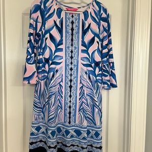 Lilly Pulitzer Pink and Blue Tropical-Print Mini Dress Ophelia